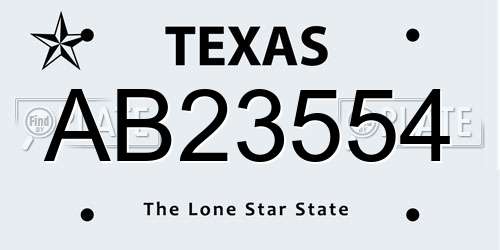 AB23554 Texas License Plate