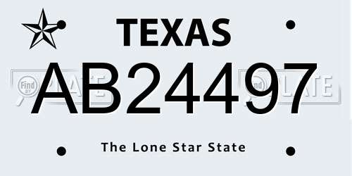 AB24497 Texas License Plate