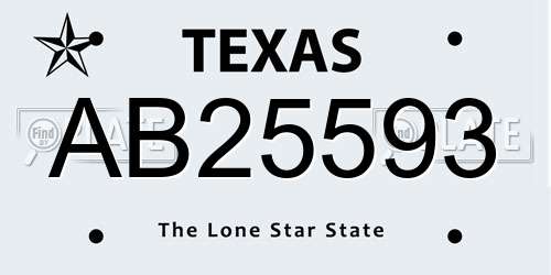 AB25593 Texas License Plate