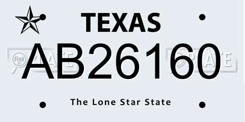 AB26160 Texas License Plate