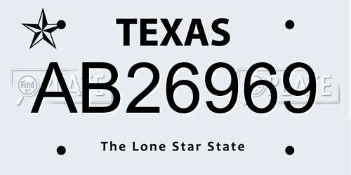 AB26969 Texas License Plate