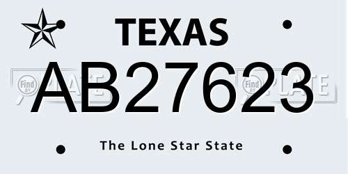 AB27623 Texas License Plate