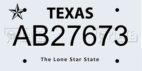 AB27673 Texas License Plate