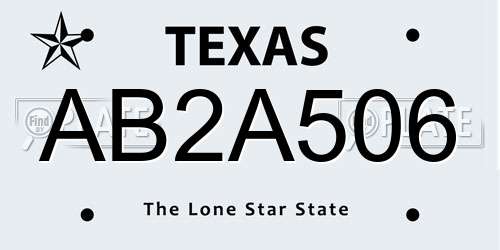 AB2A506 Texas License Plate