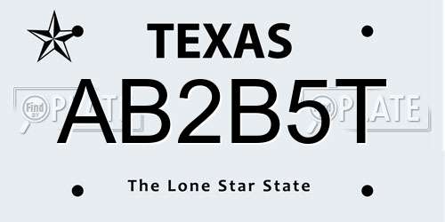 AB2B5T Texas License Plate