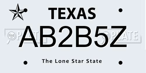AB2B5Z Texas License Plate
