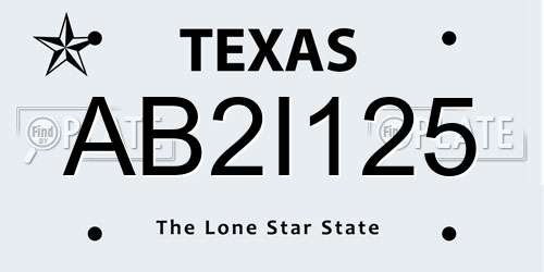 AB2I125 Texas License Plate