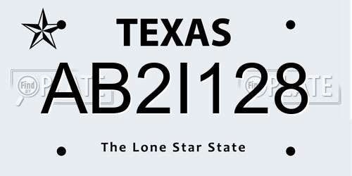 AB2I128 Texas License Plate