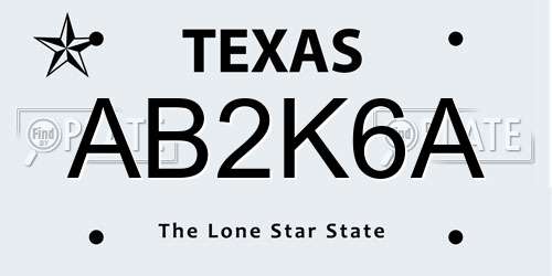 AB2K6A Texas License Plate