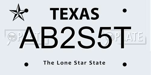 AB2S5T Texas License Plate