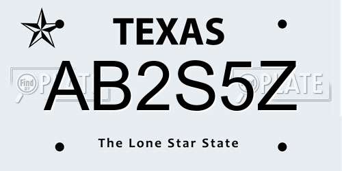 AB2S5Z Texas License Plate