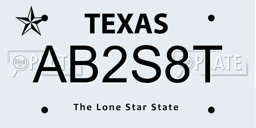 AB2S8T Texas License Plate