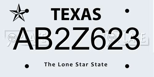 AB2Z623 Texas License Plate