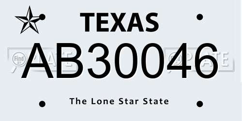 AB30046 Texas License Plate