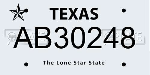 AB30248 Texas License Plate