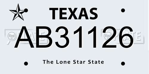 AB31126 Texas License Plate