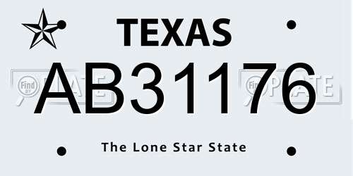 AB31176 Texas License Plate