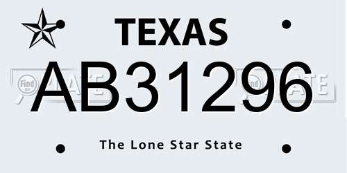 AB31296 Texas License Plate
