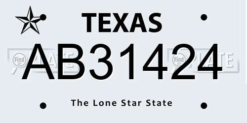 AB31424 Texas License Plate