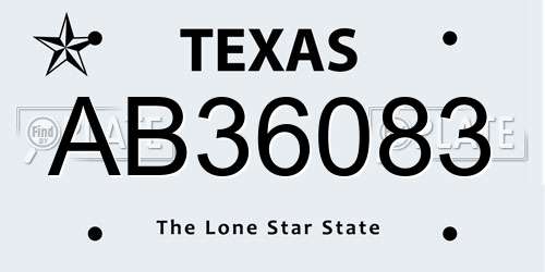AB36083 Texas License Plate