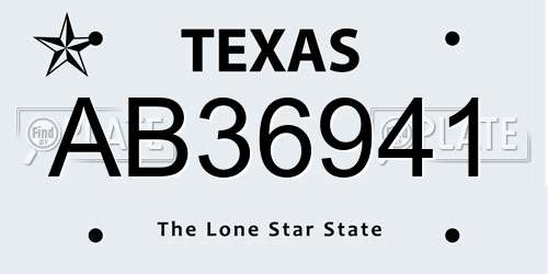 AB36941 Texas License Plate