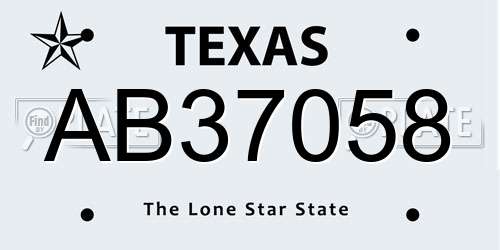 AB37058 Texas License Plate