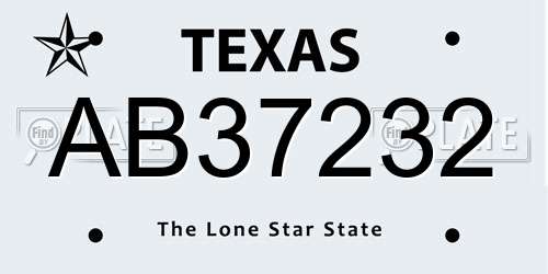 AB37232 Texas License Plate