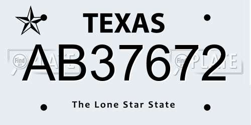 AB37672 Texas License Plate
