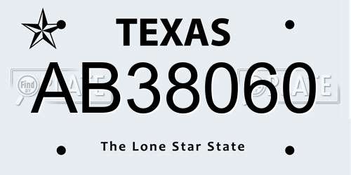 AB38060 Texas License Plate