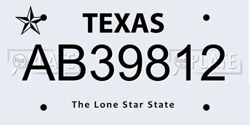 AB39812 Texas License Plate