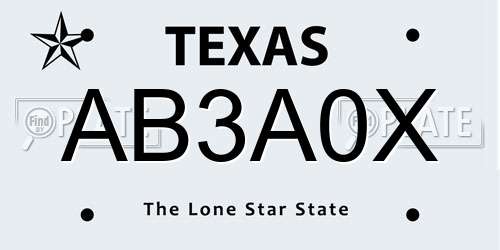 AB3A0X Texas License Plate