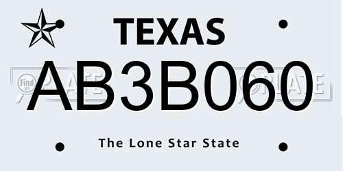 AB3B060 Texas License Plate