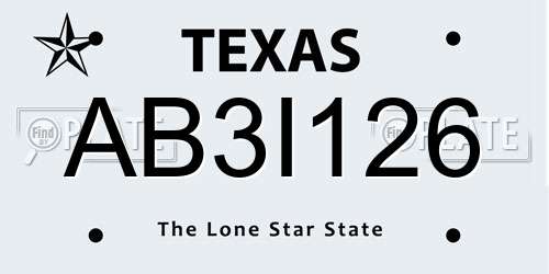 AB3I126 Texas License Plate