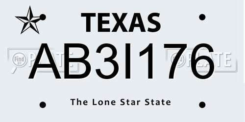 AB3I176 Texas License Plate