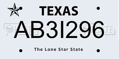 AB3I296 Texas License Plate