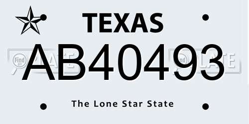 AB40493 Texas License Plate