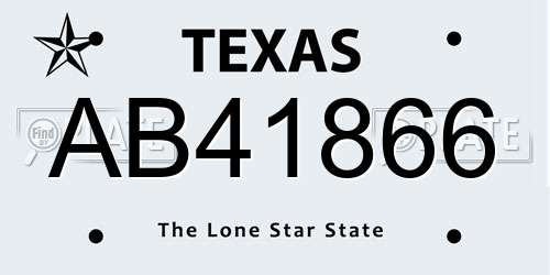 AB41866 Texas License Plate