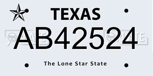 AB42524 Texas License Plate