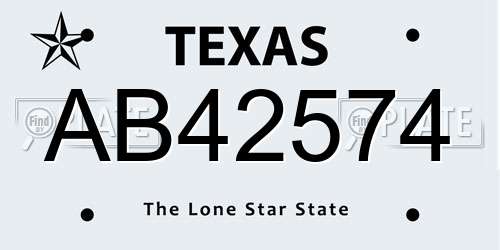 AB42574 Texas License Plate
