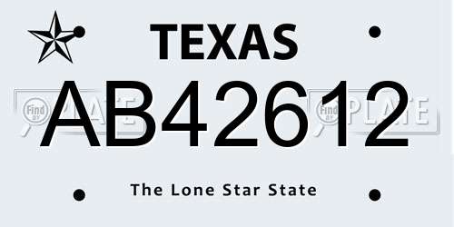 AB42612 Texas License Plate