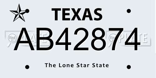AB42874 Texas License Plate