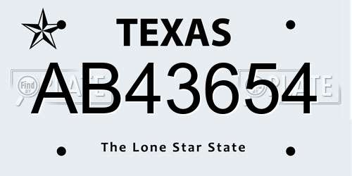 AB43654 Texas License Plate