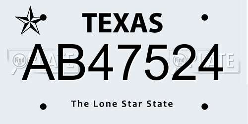 AB47524 Texas License Plate