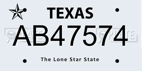 AB47574 Texas License Plate