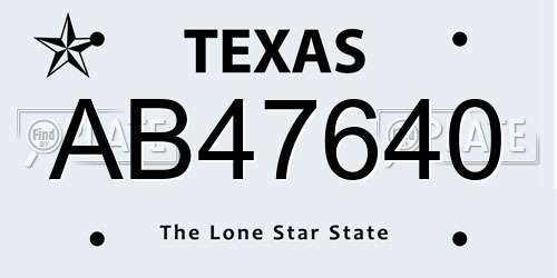 AB47640 Texas License Plate