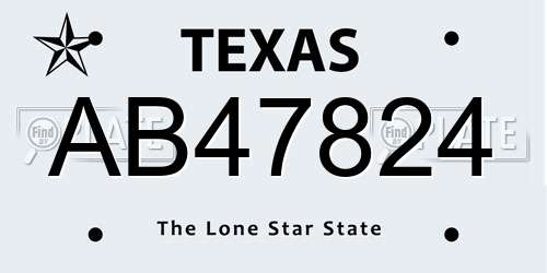 AB47824 Texas License Plate