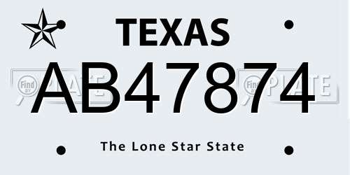 AB47874 Texas License Plate
