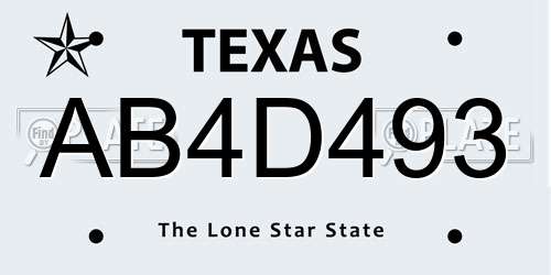 AB4D493 Texas License Plate