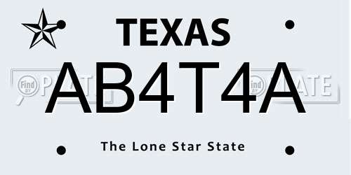 AB4T4A Texas License Plate