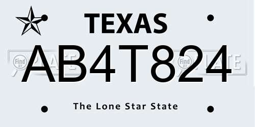 AB4T824 Texas License Plate